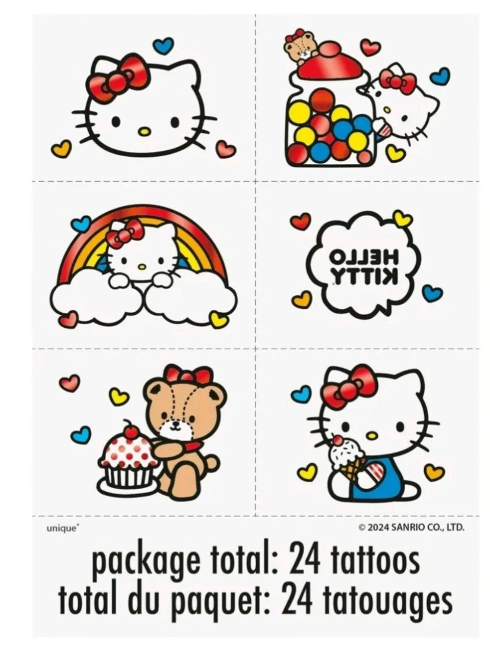 2 Hello Kitty & Friends Tattoos 24ct